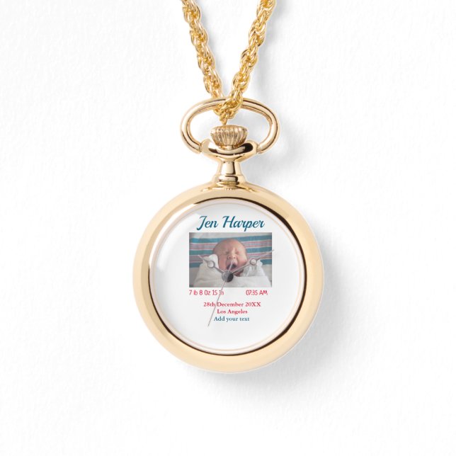 ベビー誕生統計の追加名場所日付保存用メモ 腕時計 (正面)