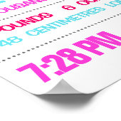 ベビー誕生統計カスタムウォールプリントポスター – ピンク ポスター (角)