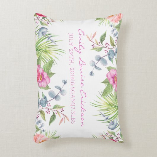 ベビー誕生統計ガールネーム熱帯フローラ アクセントクッション (正面(垂直))