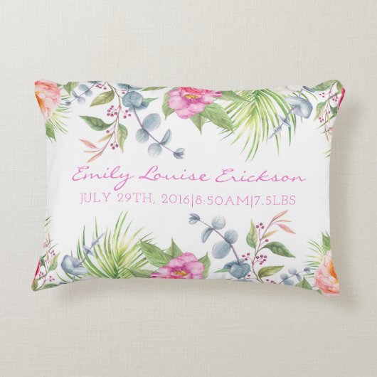 ベビー誕生統計ガールネーム熱帯フローラ アクセントクッション (裏面)