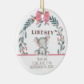 ベビー誕生統計ガールフォトベビーの最初のクリスマス セラミックオーナメント (右)