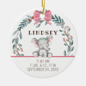 ベビー誕生統計ガールフォトベビーの最初のクリスマス セラミックオーナメント (正面)