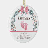 ベビー誕生統計ガールフォトベビーの最初のクリスマス セラミックオーナメント (右)