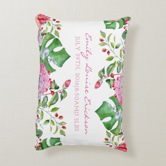 ベビー誕生統計ガールフローラ名トロピカル アクセントクッション (裏面(縦))