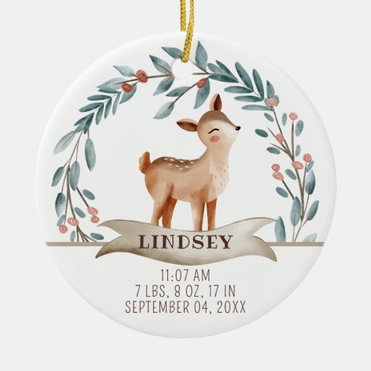 ベビー誕生統計ディアフォトベビー第1回クリスマス セラミックオーナメント (正面)
