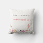 ベビー誕生統計ピンクと桃の花の足跡 クッション (裏面)