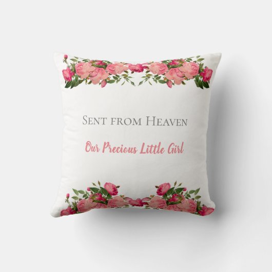 ベビー誕生統計ピンクアンドピーチフローラスローピロ クッション (裏面)