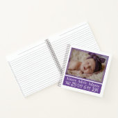 ベビー誕生統計フォトノートブック | 紫ストライプ色 ノートブック (内部)