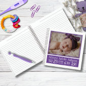 ベビー誕生統計フォトノートブック | 紫ストライプ色 ノートブック