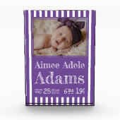 ベビー誕生統計フォトブロック | 紫ストライプ色 フォトブロック (正面)