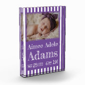 ベビー誕生統計フォトブロック | 紫ストライプ色 フォトブロック (左)