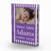 ベビー誕生統計フォトブロック | 紫ストライプ色 フォトブロック (右)