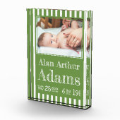 ベビー誕生統計フォトブロック | 緑のストライプ フォトブロック (右)
