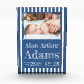 ベビー誕生統計フォトブロック | 青ストライプ色 フォトブロック (正面)