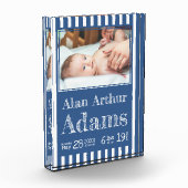 ベビー誕生統計フォトブロック | 青ストライプ色 フォトブロック (左)