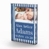 ベビー誕生統計フォトブロック | 青ストライプ色 フォトブロック (右)