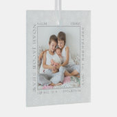 ベビー誕生統計ホワイトスノーフレーク写真フレーム ガラスオーナメント (正面右)