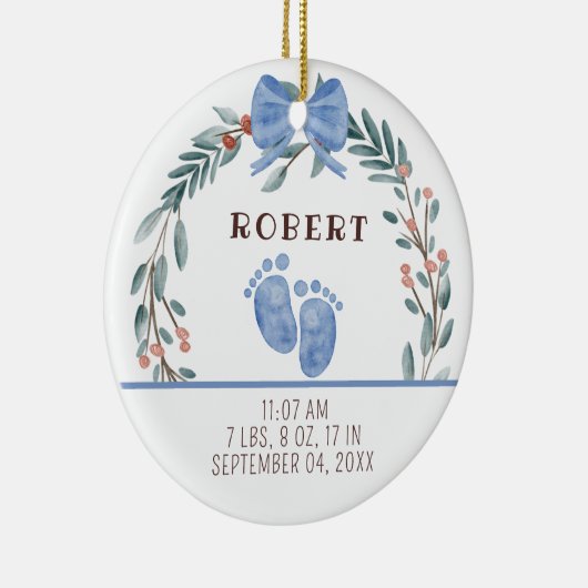 ベビー誕生統計ボーイフォトベビー初めてのクリスマス セラミックオーナメント (右)