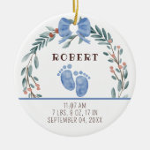 ベビー誕生統計ボーイフォトベビー初めてのクリスマス セラミックオーナメント (正面)