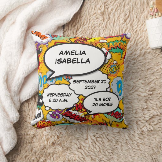 ベビー誕生統計モダンおもしろい漫画ブックキープサウ クッション (ブランケット)