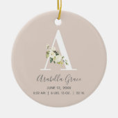 ベビー誕生統計レコード赤面フォトモノグラムA セラミックオーナメント (正面)