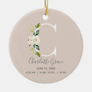 ベビー誕生統計レコード赤面フォトモノグラムC セラミックオーナメント