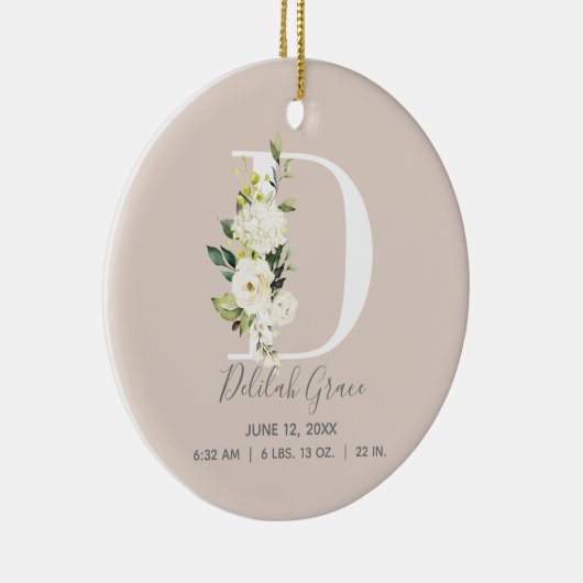 ベビー誕生統計レコード赤面フォトモノグラムD セラミックオーナメント (右)