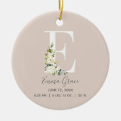 ベビー誕生統計レコード赤面フォトモノグラムE セラミックオーナメント (正面)