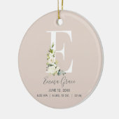 ベビー誕生統計レコード赤面フォトモノグラムE セラミックオーナメント (左)