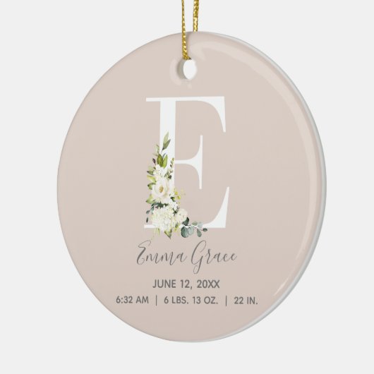 ベビー誕生統計レコード赤面フォトモノグラムE セラミックオーナメント (左)
