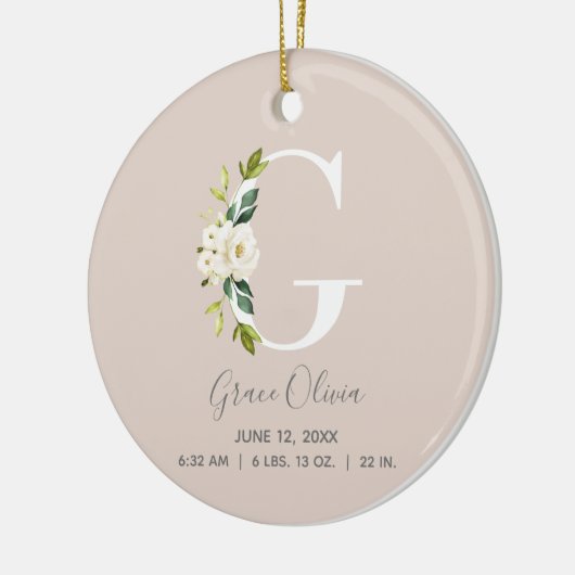 ベビー誕生統計レコード赤面フォトモノグラムG セラミックオーナメント (左)