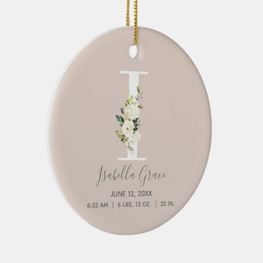 ベビー誕生統計レコード赤面フォトモノグラムI セラミックオーナメント (右)