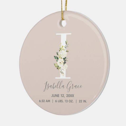 ベビー誕生統計レコード赤面フォトモノグラムI セラミックオーナメント (左)