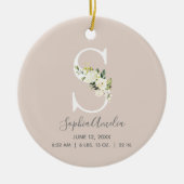 ベビー誕生統計レコード赤面フォトモノグラムS セラミックオーナメント (正面)