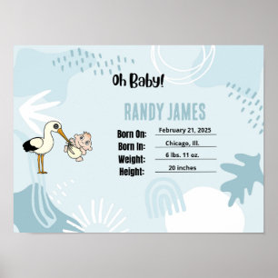 ベビー誕生統計子供部屋ウォールアート ポスター