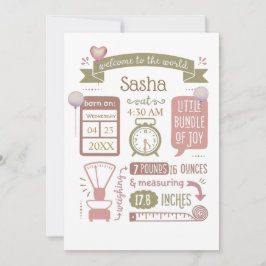 ベビー誕生統計情報発表ピンク シーズンカード