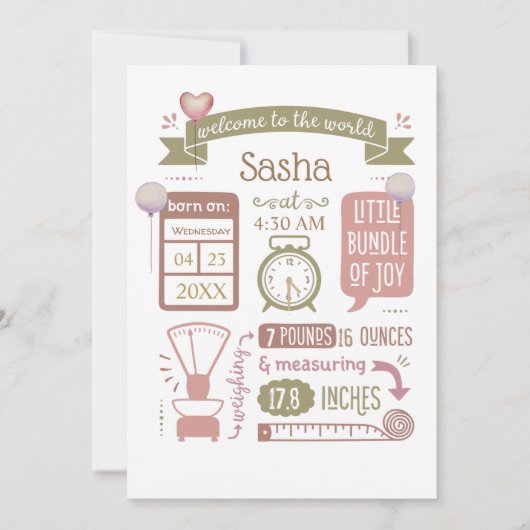 ベビー誕生統計情報発表ピンク シーズンカード (正面)