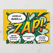 ベビー誕生統計漫画ブックアポップ・アートのートアナウンスメント 招待状 (正面/裏面)