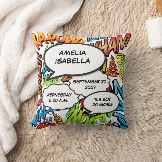 ベビー誕生統計漫画ブックアポップ・アートのートキープサケ クッション (ブランケット)