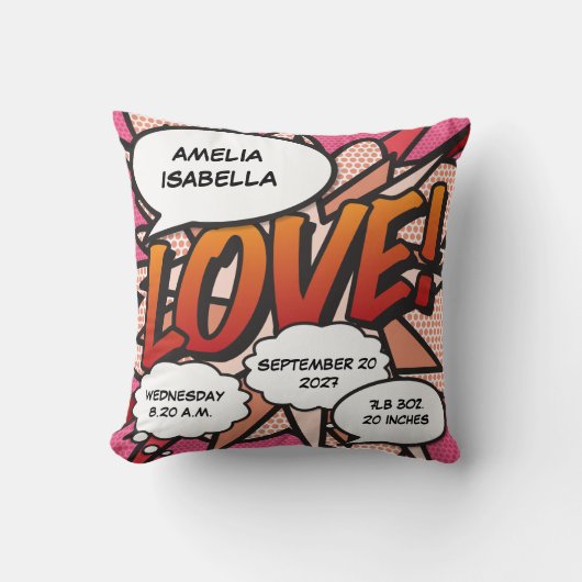 ベビー誕生統計漫画ブックアポップ・アートのートキープサケ クッション (正面)