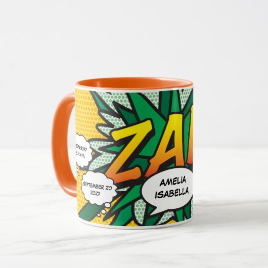 ベビー誕生統計漫画ブックアポップ・アートのートキープサケ マグカップ (正面左)