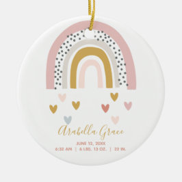 ベビー誕生統計記録Boho Rainbow Photo セラミックオーナメント