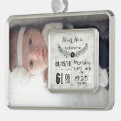 ベビー誕生統計誕生レコードのクリスマスフォト シルバープレートフレームオーナメント (左)