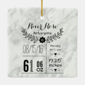 ベビー誕生統計誕生レコードのクリスマスフォト セラミックオーナメント (裏面)