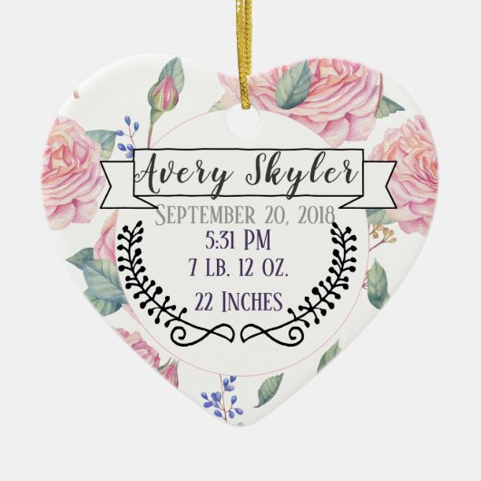 ベビー誕生統計誕生レコードクリスマス写真 セラミックオーナメント (正面)