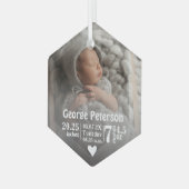 ベビー誕生統計誕生レコード写真クリスマス ガラスオーナメント (正面左)
