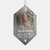 ベビー誕生統計誕生レコード写真クリスマス ガラスオーナメント (正面右)