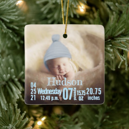 ベビー誕生統計誕生レコードChristmas Photo Cera セラミックオーナメント (ツリー)