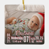 ベビー誕生統計誕生レコードChristmas Photo Cera セラミックオーナメント (正面)