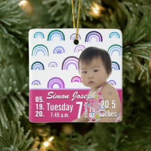 ベビー誕生統計誕生レコードChristmas Photo Cera セラミックオーナメント